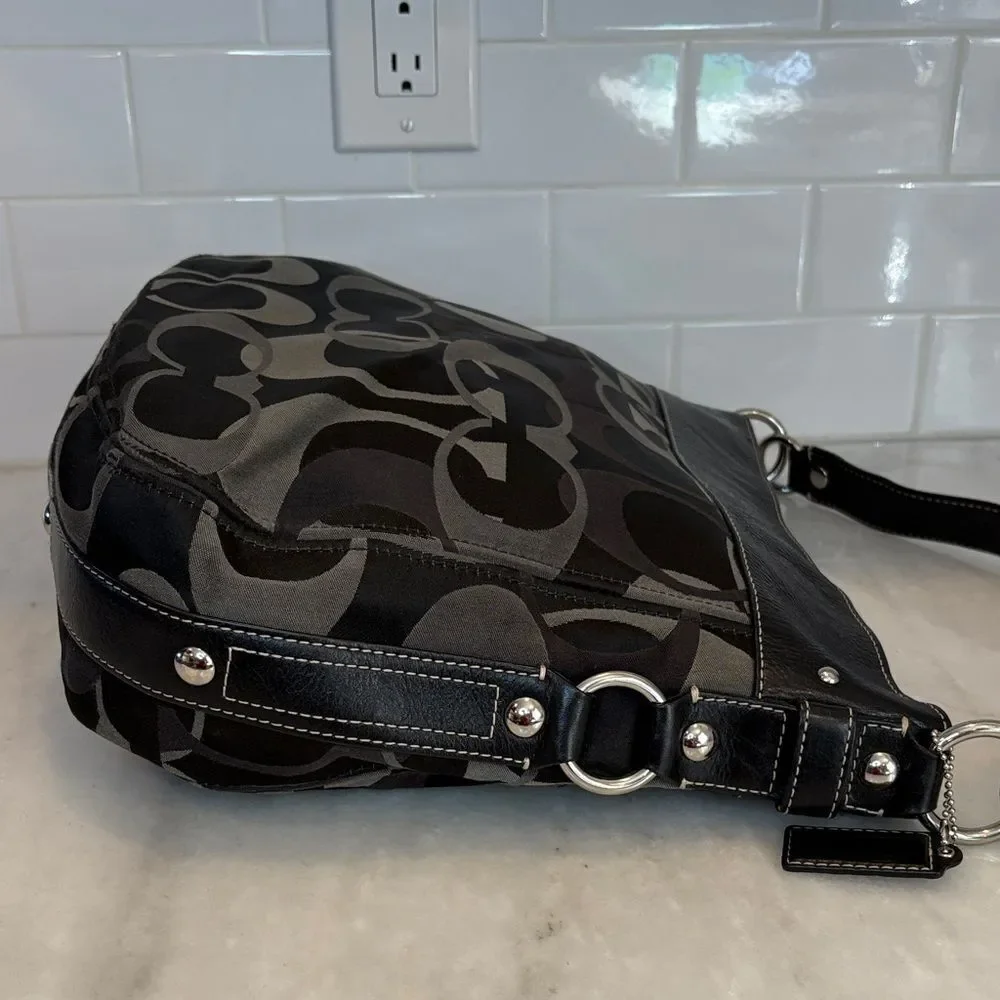 Coach Bag Purse Handbag Y2K Pocketbook Zoe Black and Gray Signature Tote